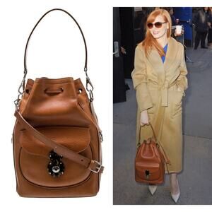 Ralph Lauren Collection Ricky Drawstring Bucket Bag Medium Brown Purse